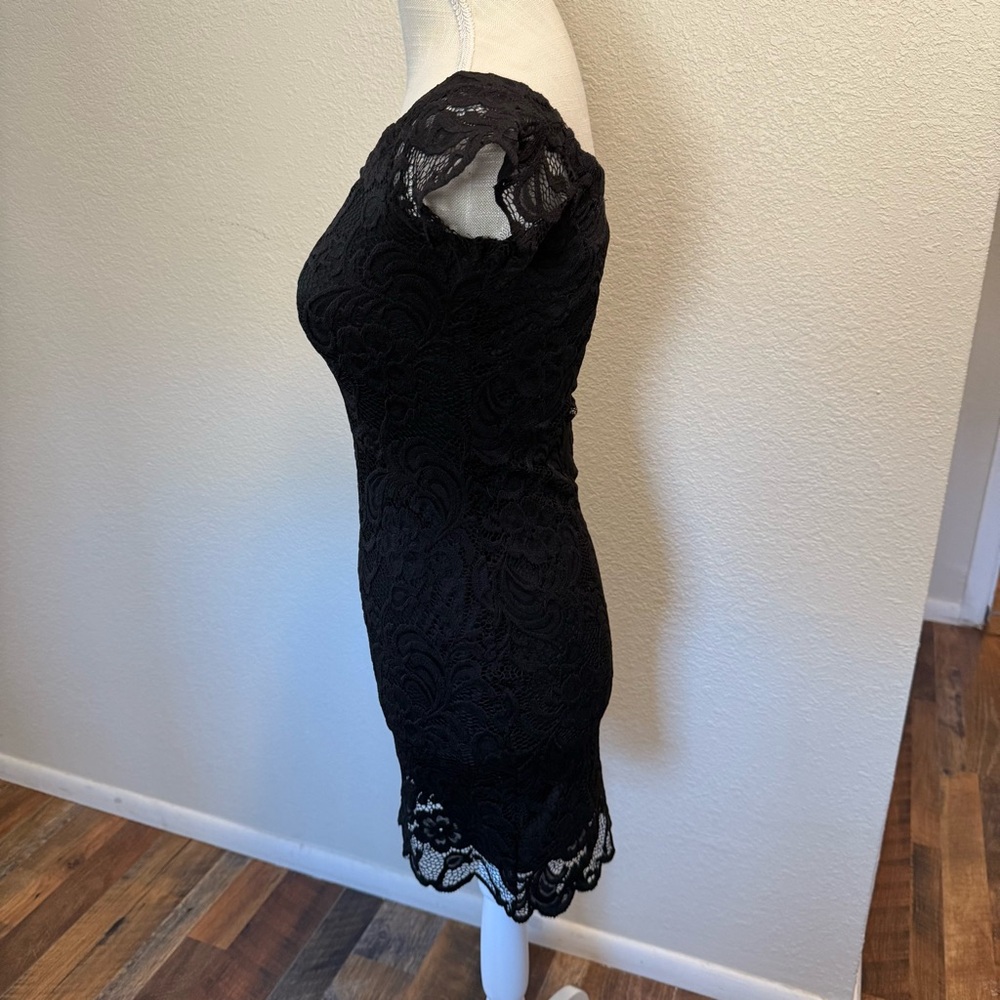 Ambiance Black Lace Lined Dress - Size Small